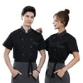 thumbnail image 2 of pitrice Chef Uniforms Women Short Sleeve Chef Coat Double Breasted Working Jacket Restaurant Kitchen Cooking Clothes Workwear Black L, 2 of 9