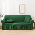 thumbnail image 2 of 2024 1 Piece Sofa Slipcover with Pleated Ruffled Skirt Washable High Stretch Durable Furniture Protector 3 Seater Pine Green, 2 of 13