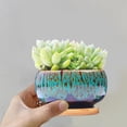 thumbnail image 1 of Circular Glazed Ceramic Planter Set for Indoor Outdoor with Unique Kiln-Glaze Color Blend and Succulent Garden Display Ceramic Pots for Home, 1 of 4