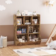 Toy Storage Cabinet, Three-Tier Kids Bookshelf and Bookcase for Storage Books and Toys, Multi Shelf with Cubby Organizer for Bedroom and Playroom