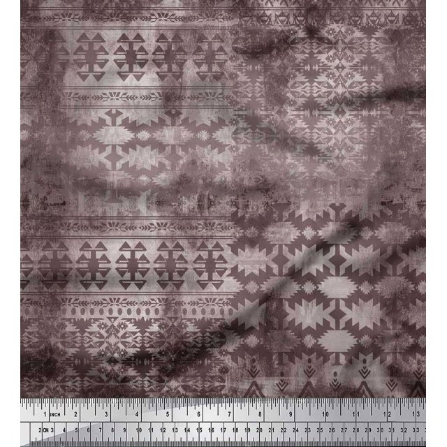 Soimoi Modal Satin Fabric Aztec Southwestern Print Sewing Fabric Yard 42 Inch Wide