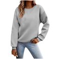 thumbnail image 3 of Sentmoon Vêtements pour Femmes Col Rond Manches Longues T-Shirt pour Femmes Grande Taille Extensible Ample Couleur Unie Tenues Chics pour Femmes Confortable pour le Bureau Gris m, 3 of 7
