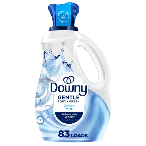 Downy Gentle Soft + Fresh Fabric Softener Liquid, Ocean Mist Scent, 1.66 L, 83 loads, Liquid Fabric Softener Designed to be Gentle on Skin