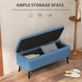 thumbnail image 4 of HOMCOM Banc Ottoman de Rangement, Repose-Pieds en Tissu de Lin Bleu Foncé, 4 of 10