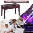 thumbnail image 4 of Costway Solid Wood PU Leather Piano Bench Padded Double Duet Keyboard Seat Storage Brown, 4 of 10