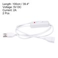 thumbnail image 2 of Unique Bargains USB Extension Cable with ON/Off Switch Extension Power Cords Adapter with LED Indicator White 2 Pack, 2 of 5