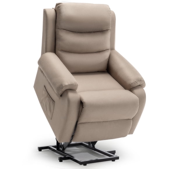 Korser Petit Fauteuil Inclinable Élévateur pour Aînés avec Fonction Mémoire en Lin pour Salon, Kaki