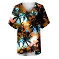 thumbnail image 4 of Hauts à Manches Courtes Grande Taille pour Femmes, T-Shirts à Col Rond Imprimé, Blouse Ample, T-Shirt Col en V pour Femmes en Liquidation, 4 of 5