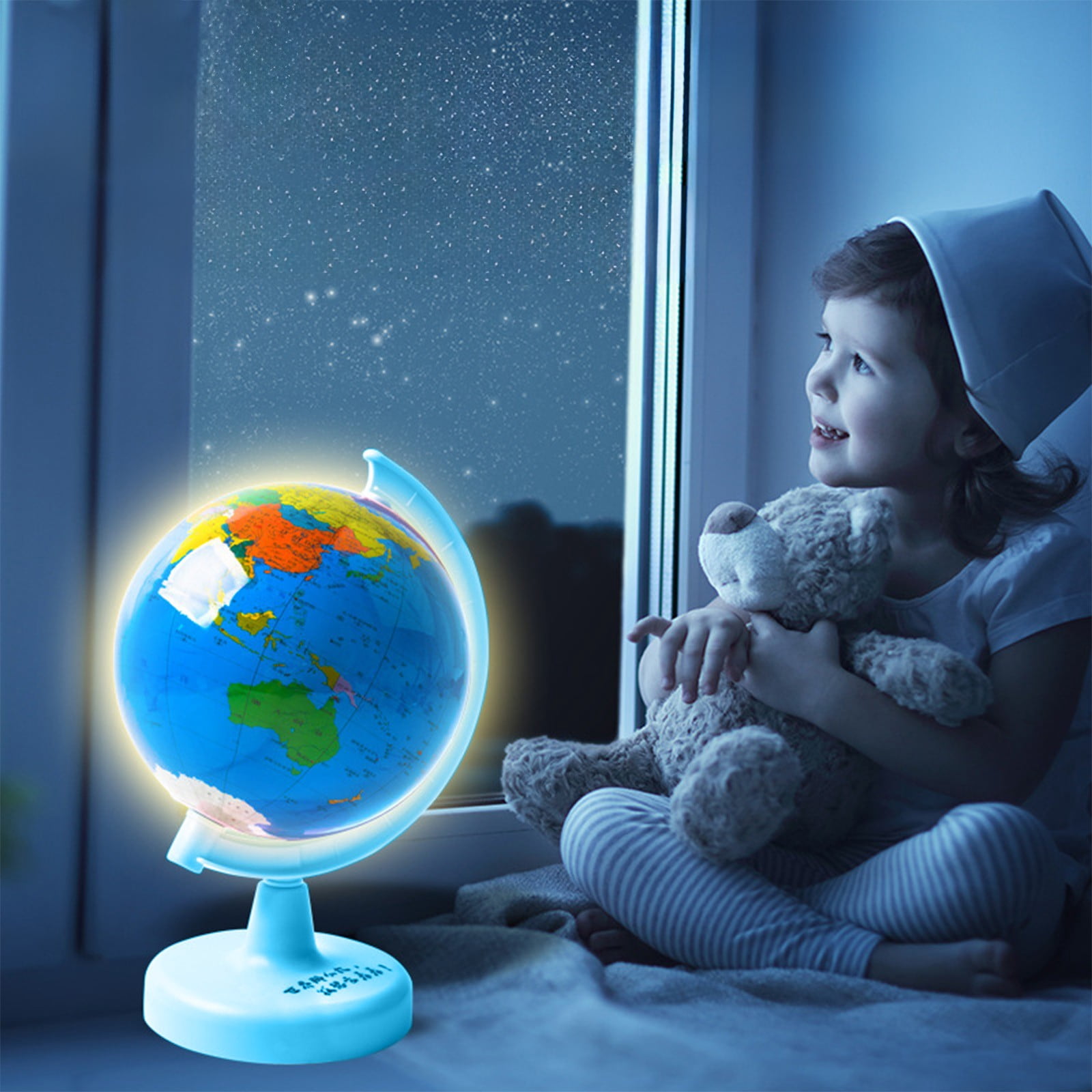 Dvkptbk Rotating World Globe with Stand for Learning, Educational Rotating World Map Globe, Mini Earth Children Globe for Classroom Geography Education