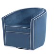 thumbnail image 2 of Keely Blue Velvet with Contrasting Cream Welt Barrel Swivel Chair, 2 of 7