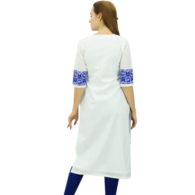 Phagun Kurta Droit de Designer Bleu pour Femme, Manches 3/4, Kurti Décontractée Imprimée-16