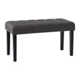 thumbnail image 1 of CorLiving California Fabric Upholstered and Tufted Entryway Accent Bench with Wood Legs, 1 of 7