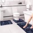 thumbnail image 4 of Czzoypi 3 Piece Bathroom Rug Setu-Shaped Contour Rug, Mat and Toilet Lid Cover,Water Absorbent Soft Microfiber Shaggy Bathroom Mat,For Tub, Shower, Bath Room,Machine Washable, 4 of 7