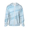 thumbnail image 1 of Lsque Chemise à Manches Longues Légère Protection Solaire UPF 50+ Motif Marbre Bleu Clair pour Hommes et Femmes, Chandail à Capuchon Performance - Grand, 1 of 7