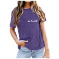 thumbnail image 1 of LUOGENLI T-shirts pour Femme pour Femmes Dames Mode Décontractée Couleur Unie Col Rond T-Shirt à Lettres Imprimées Manches Courtes Haut T-shirts pour Femmes T-shirts Graphiques T-shirts Pêche Saint-Valentin Violet Foncé TTG, 1 of 5