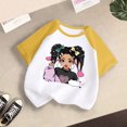 thumbnail image 3 of GDREDA Vêtements Fille Enfant Bébé Filles Mignon Col Rond Manches Courtes Imprimé Manches Raglan Tee Été Décontracté T-Shirt T-Shirts Fille Jaune,11-12 Ans, 3 of 3