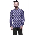 thumbnail image 1 of Atasi Kurta Court Imprimé Décontracté à Manches Longues avec Poignets pour Hommes Tenue d'Été, 1 of 1