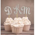thumbnail image 1 of Darling Souvenir| Custom Initials Wedding Cupcake Toppers| Personalized Party Dessert Decorations - Pack Of 20, 1 of 3