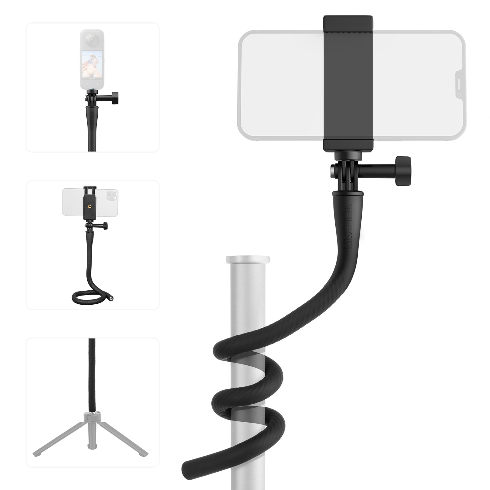 TELESIN TE- -003 20.4in Phone Holder Flexible Phone Stand Camera Stand Gooseneck Arm 360°Twistable 300g/0.66lbs