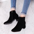 thumbnail image 2 of Bottes à la Cheville pour Femmes, Talon Bloc Uni, Fermeture Éclair Courte, Chaussures Mode pour Toutes les Occasions, 2 of 4