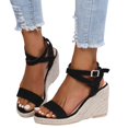 thumbnail image 3 of Womens Wedge Espadrilles Platform Cross Strap Ankle Buckle Open Toe Slingback Summer Sandals, 3 of 7