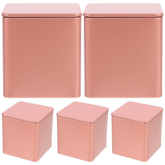 5 Pcs Support de Rangement pour Thé en Fer-Blanc, Conteneur de Sachet de Thé, Conteneur de Bougie Carré