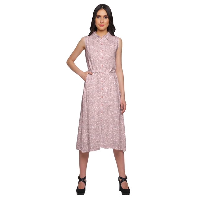 Moomaya Robe Kurti Sans Manches à Boutons Imprimée avec Poche Chemise Décontractée de Travail
