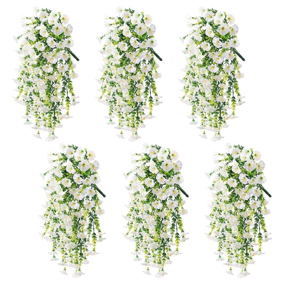 LutIedan 6 Pcs Artificial Hanging Flowers Realistic Ivy Hanging Vines UV Resistant Outdoor Fake Plants for Garden Fence Patio Balcony Wall Decoration Privacy Screen Greenery Enhancement