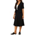 thumbnail image 4 of Unique Bargains Ensemble Tailleur Blazer à Manches Courtes et Jupe pour Femme, Noir, P, 4 of 5
