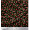 thumbnail image 1 of Soimoi Velvet Fabric Leaves & Rose Floral Print Sewing Fabric Yard 58 Inch Wide, 1 of 3