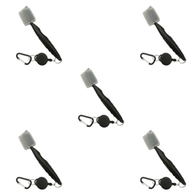 Redempat Stainless Steel Golf Club Brush Portable Solid Color Shoe Brushes Black with Lid 5Set