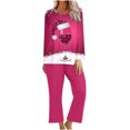 thumbnail image 1 of Pisexur Pyjamas de Noël pour Femmes Ensemble Deux Pièces Tendance Vacances Verres à Vin Rouge Imprimé Pjs Décontractés Manches Longues Col Rond Hauts Pantalons de Pyjama Vêtements de Nuit, 1 of 4