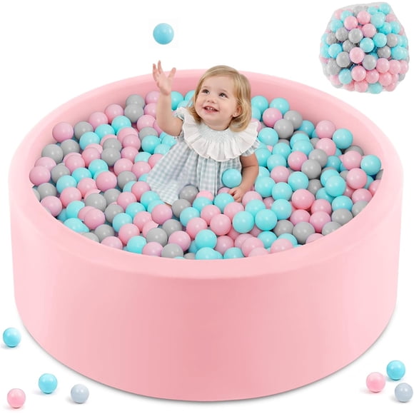 OLAKIDS Foam Ball Pit for Toddlers 200 PCS Pit Balls, 35” x 12” Soft Round Ball Pool Playpen with Sponge Pad, BPA Free, Ideal Gift for Babies Indoor Outdoor Games for Boys Girls