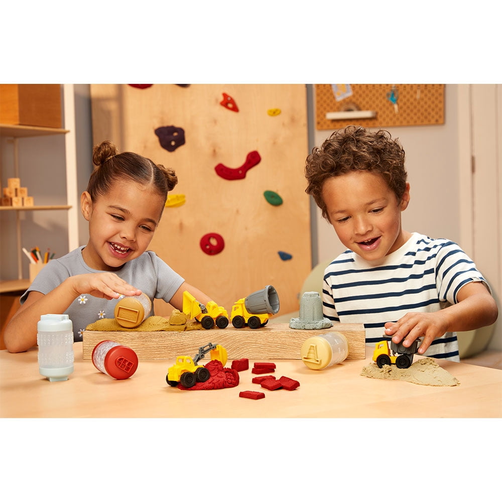 Wonder Factory Never Dry Sand Construction Trucks - Light Brown + Dump Truck - Never Dries Out and Gluten Free