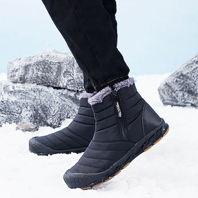 LSLJS Men Shoes Solid Color Winter Keep Warm Woolen Casual Zipper Short Boots, Men's Snow Boots