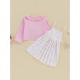thumbnail image 2 of Kmbangi Bambin Fille 2Pcs Tenues d'Été, Robe Cami Imprimé Floral + Ensemble de Hauts à Manches Longues 6M-4Y, 2 of 9