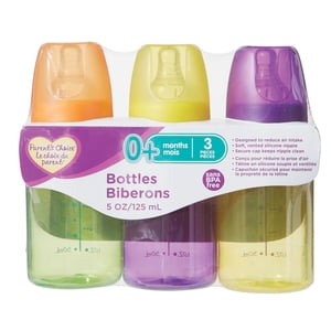 Parent’s Choice Tinted Baby Bottles, BPA Free, 3x5oz Bottles, Multi Color