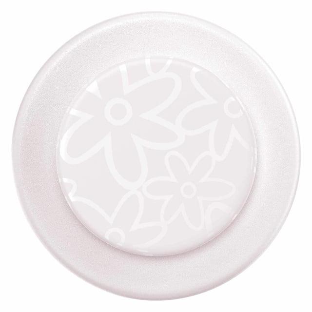 PopSockets PopGrip pour MagSafe Rond avec Bague Adaptateur Horchata en Vue de Haut en Bas Montrant une Poignée Ronde pour Téléphone avec un Motif floral beige Clair et une Bague Adaptateur Translucide pour Fixation Magnétique aux Appareils iPhone et Android, compatible avec la Recharge Sans Fil.
