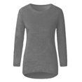 thumbnail image 3 of Innerwin Hauts en Tricot Manches Longues Femme Chandail Décontracté Col Rond Tunique Ample Blouse Gris XXXS, 3 of 7