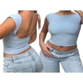 thumbnail image 2 of MesaSe Débardeurs pour Femmes Sans Manches à Encolure Bateau Couleur Unie Décontracté Fête Rue Chemise Courte, 2 of 3