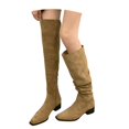 thumbnail image 1 of TIEVOSA Women's High Boots Stylish Pointed Toe RuffLED Knee High Fashion Boots Mid Heel Riding Boots for Casual Wear Design for All Seasons, 1 of 9