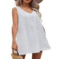 thumbnail image 4 of Robe Décontractée Ample Fluide Mini Robe Col en V Sans Manches à Pois Suisses Volants Plage Robes Courtes avec Poches Bleu TG, 4 of 7