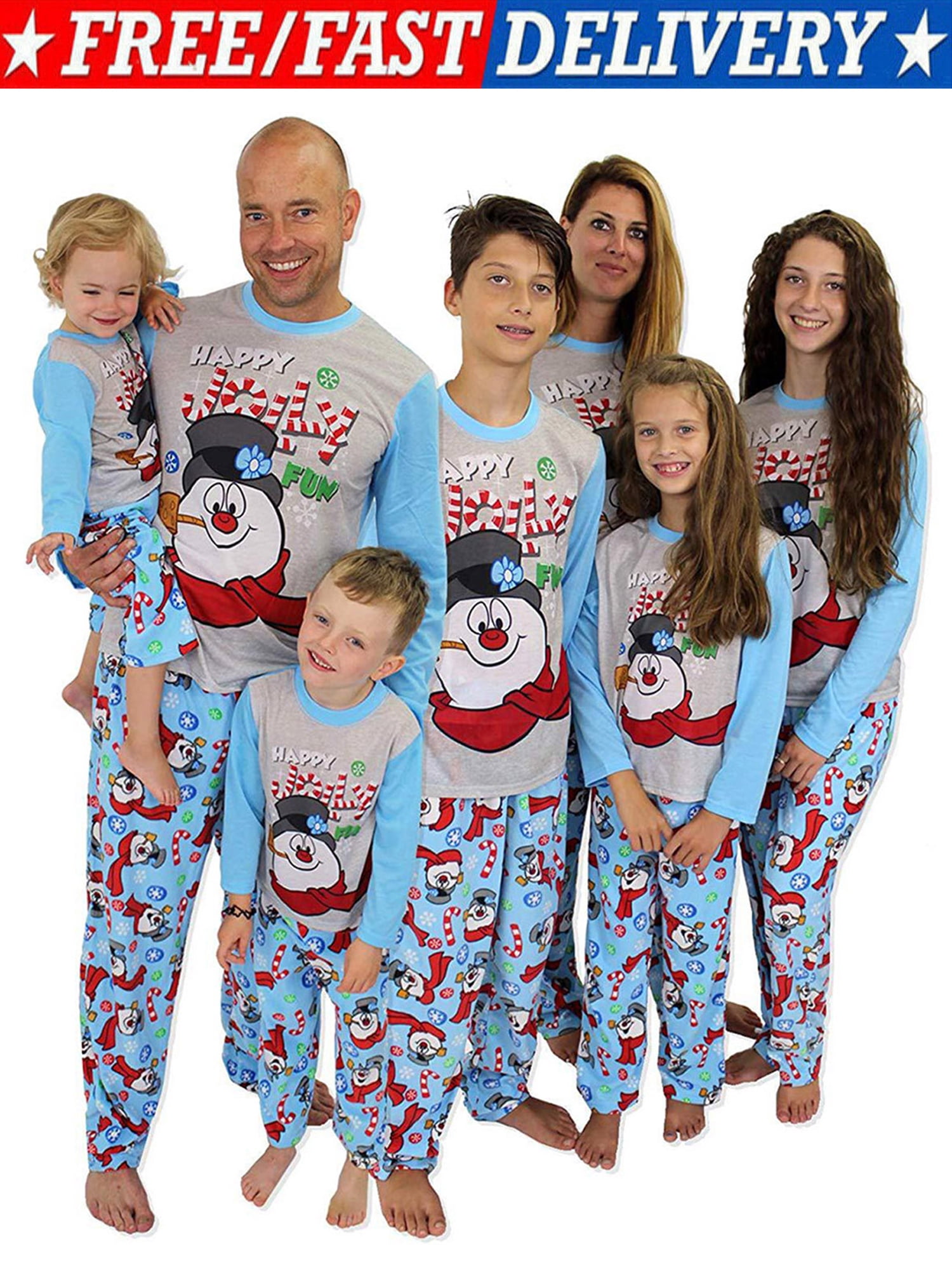 Family Matching Christmas Pajamas Set,Snowman Printing Tops Long Pants Sleepwear