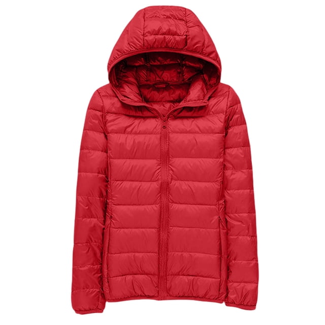 Duoif Puffer Jacket Womens Plus Size Feather Lightweight down Jackets Packable Solid Color Puffer Coats with Storage Bag Winter Jackets for Women Red XXXXL