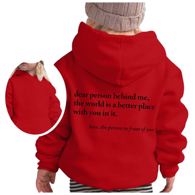 PMVFHDE Chandails en Molleton à Col Rond pour Filles, Chandail à Capuchon à Manches Longues, Sweat à Capuche Graphique, Pulls Mignons pour Enfants, Vêtements pour Filles Rouge, 150