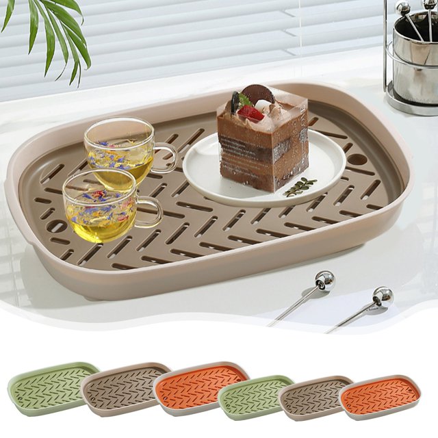Vaidha Fruit Tray Double Draining Tray Tea Tray Household Tea Cup Tray Shelf Large Tray Tea Set Tray Living Room Kitchen Storage Bowl Rack
