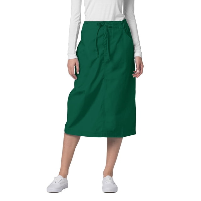 Adar Universal Scrub Skirts For Women - Mid-Calf Drawstring Scrub Skirt
