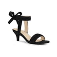 thumbnail image 1 of BLISSFUL STEP Women Open Toe Ankle Bow Tie Mid Heels Sandals Black 9, 1 of 7