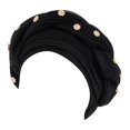 thumbnail image 3 of Harpily Fashion Women Beading Braid Hat Muslim Ruffle Cancer Wrap Cap Sleep Caps Satin Lined Hair Bonnets, 3 of 3