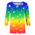 thumbnail image 4 of Haut Imprimé de Noël pour Femmes, Blouse à Manches 3/4 et Col Rond, Chemise des Fêtes pour Tenue Décontractée et Bureau, 4 of 8